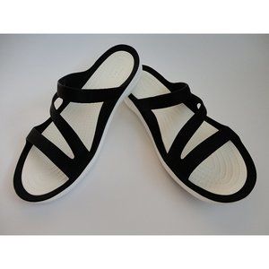 Crocs Swiftwater - White & Black Womens Sandals